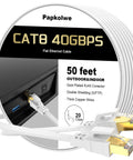 Cat8 Ethernet Cable Ultra Fast 40Gbps 2000MHz Shielded Network Cord For Indoor Outdoor Use 15ft To 100ft Gold Plated RJ45 Connectors