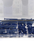 Pocket Hole Screws Kit For Woodworking, 135Pcs 12oz, 6 Sizes Blue Coarse And Fine Thread Self Tapping Screws