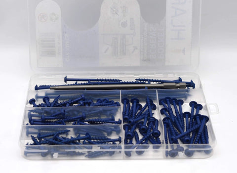 Pocket Hole Screws Kit For Woodworking, 135Pcs 12oz, 6 Sizes Blue Coarse And Fine Thread Self Tapping Screws