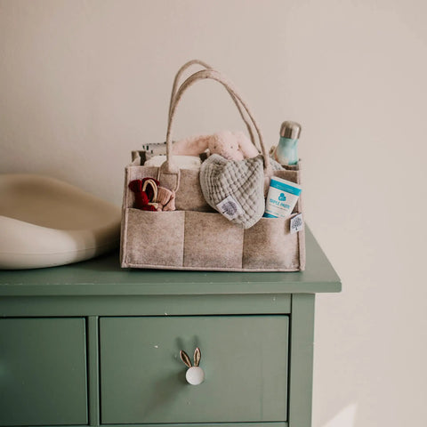 Premium Felt Diaper Caddy Organizer With Removable Slots For Wipes Diapers And Gear No Sweat Nursery Storage Bin In Soft Oatmeal Look Top Shelf Pick For Quick Change Setups And Everyday Parenting Hacks