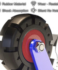 Hella Tough Heavy Duty Swivel Caster Wheels With Dual Locking Brakes And Solid Rubber Tires Set Of Four close-up of durable rubber wheel design.
