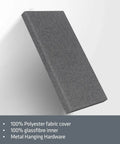 Pro Grade 2 Inch Thick Fiberglass Acoustic Panels With No Fuss Wall Hardware Two Pack Heather Grey on wall with polyester cover.