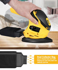 Built Like A Tank Heavy Duty Cordless Detail Sander 12000 Opm Pocket Orbital Sander with dust collector bag for clean sanding.