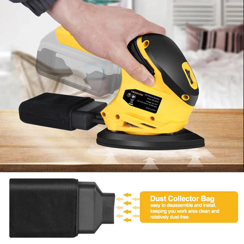 Built Like A Tank Heavy Duty Cordless Detail Sander 12000 Opm Pocket Orbital Sander with dust collector bag for clean sanding.