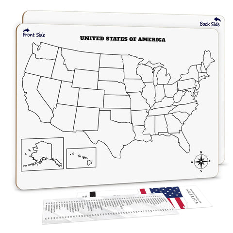 United States Map Dry Erase Whiteboard For Classroom 11x14 Kid Friendly Travel USA Learning Tool with state outlines