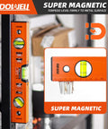 Pro Grade 12 Inch Magnetic Torpedo Level With Dead On Precision Green Acrylic Vials Heavy Duty Aluminum Frame And Shock Absorbing Rubber End Caps for professional use on metal surfaces.