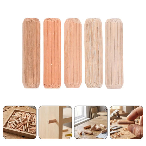 200 Piece Wooden Dowel Pins Kit With Fluted Hardwood Rods Chamfered Tips And Smooth Splinter Free Surface For Furniture And Cabinet Joint Reinforcement Built To Last For DIY Projects, 8mm x 30mm hardwood dowel pins