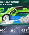 Cordless Electric Scissors Box Cutter With Two Rotary Blades 4V Rechargeable Cardboard Cutter USB Charge Safety Lock Storage Box Fabric Scissor For Plastic Carpet Leather DIY Crafts, green 4V fabric scissor with replaceable blades