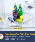 Refrigerator Lazy Susan Turntable Organizer 16.5 By 11 By 1.85 Inches Clear Plastic Tray With Suction Cups showing measurement guide