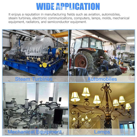Image showing wide application of machinery and equipment in steam turbines, automobiles, mechanical equipment, and lamps.