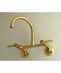 8 Inch Adjustable Center Wall Mount Kitchen Faucet With Solid Brass Construction Drip Free Ceramic Disc Cartridge