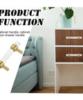 Bedroom setting showcasing the sleek crystal cabinet pull handle set for cabinets and drawers, acrylic and copper knob with 64mm hole spacing.