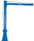 Straight Up Mobile Jib Crane With 1000 Lb Load Capacity And 8 Ft Swing Reach designed for tough job sites, blue metal structure.