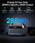 Your Go To Portable Power Station With 60W Solar Panel Included 288Wh LiFePO4 Battery 350W Continuous 600W Peak 7 Port Design