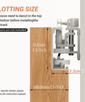 Side view of 32 Inch Concealed Sliding Barn Door Hardware Kit With Two Soft Close Mechanisms Aluminum Hidden Barn Door System