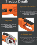 No Sweat 2300W Electric Pipe Threader With Six Die Head Kit showing safety switch, carbon brush cover, and aluminum head design.