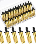 50 Pack Adjustable Brass Misting Nozzles With Atomizing Spray Emitters For Your Garden Greenhouse Patio Misting And Outdoor Cooling System Drip Irrigation Sprinkler Heads displayed in a transparent case and individually
