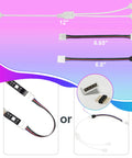 LED Strip Connector Kit For 5050 10Mm 4Pin With 8 Solderless Accessories, showing cable lengths and connections.