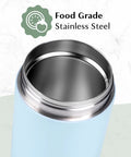 Heavy Duty Double Wall Vacuum Sealed Stainless Steel Food Jar With Rugged Carry Handle Lid, inner view of stainless steel lining.