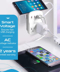 World Travel Adapter Kit With 2 US Outlets 2 USB A Quick Charge 3.0 2 USB C 20W Power Delivery Surge Protection SWADAPT in use