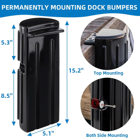 Boat Dock Bumpers For Edge And Side Protection, Heavy Duty Marine Fender Guard With Durable Construction, black bumper size details