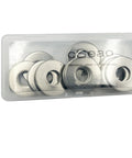 Front view: cSeao stainless steel flat washers in a clear plastic case (3/16 in ID x 1/2 in OD, 304 SS)