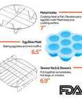 Six Piece Air Fryer Accessory Set For 3.7 Qt And Larger Ovens Including Metal Holder, Egg Bites Mold, Skewer Rack