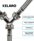 Steam Dryer Hose Installation Kit 4 Ft Stainless Steel Flexible Connector With Brass Y Adapter And Inlet Hose Universal Fit For All Steam Dryers No Plastic Parts showing brass Y adapter and stainless steel hoses
