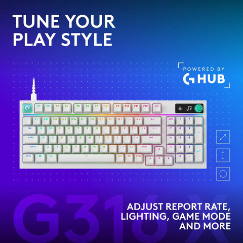 Top Tier Wireless Mechanical Gaming Keyboard Hot Swappable Linear Switches Ridiculously Smooth Pbt Keycaps Serving Insane 8 Khz Polling Speeds For Elite Play In White, top view with customizable RGB lighting.