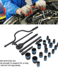 HFLubynox CRV 35K Steel Metric Socket Set With 24 Pieces Ranging From 8 To 32mm Includes Quick Release Reversible Ratchet And Extension for engine repair