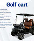 Side view of a 45 Mile Long Range 60V Electric Golf Cart 4 Seater with premium leather seats and LED headlights.