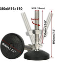Heavy Duty Furniture Levelers That Kick Your Wobble Out Fast M16 Swivel Legs with 5.9 Inch Adjustment Range, detailed view of adjustable steel and nylon parts.