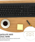 Premium Gold Plated Satellite Stabilizer Wires For Mechanical Keyboards on a desk with coffee and notes.