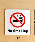 Two Pack No Smoking Sign 4x4 Acrylic Classic With Self Adhesive Rust Free For Cars Offices Restaurants Indoor Or Outdoor Use High Contrast Red Black Silver For Clear Visibility