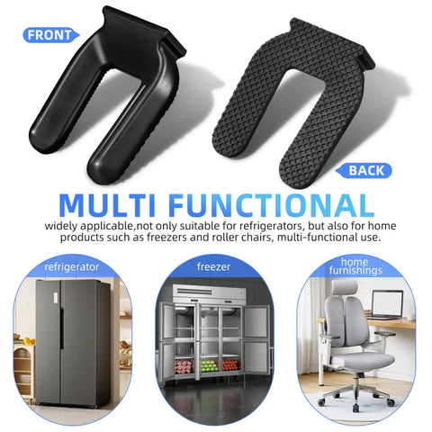 2 Pack No Slip Wheel Stoppers For Caster Wheels, Heavy Duty Rubber Cups, Bed And Fridges Stop Pads, Protect Hardwood Floors, Great For Office Chairs, Cribs, And More, Black - front and back view