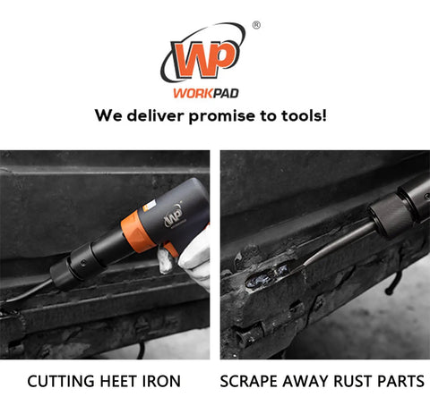 Long Barrel Air Hammer With Quick Change Chisel Retainer And 4 Piece Chisel Set in metalworking and rust scraping scenes