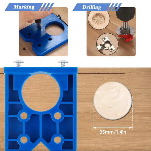 All In One 35mm Forstner Drill Bit And Hinge Jig Set With Door Hinge Hole Template Locator for drilling precise cabinet holes
