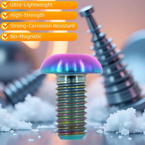 Lightweight Titanium Bolts M5x12mm Set For Bikes Hex Key Fasteners with colorful finish on frosty background