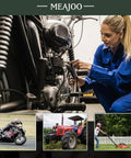 Mechanic working on motorcycle highlighting Set Of 6 One Quarter Inch Gas Inline Fuel Filters With Magnets, Universal Fit For Briggs And Stratton