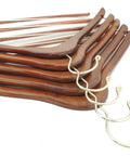 Premium Wooden Hangers Set Of Five Curved Shoulder Hangers With Gold Hooks And Locking Bar Heavy Duty Coat Hanger