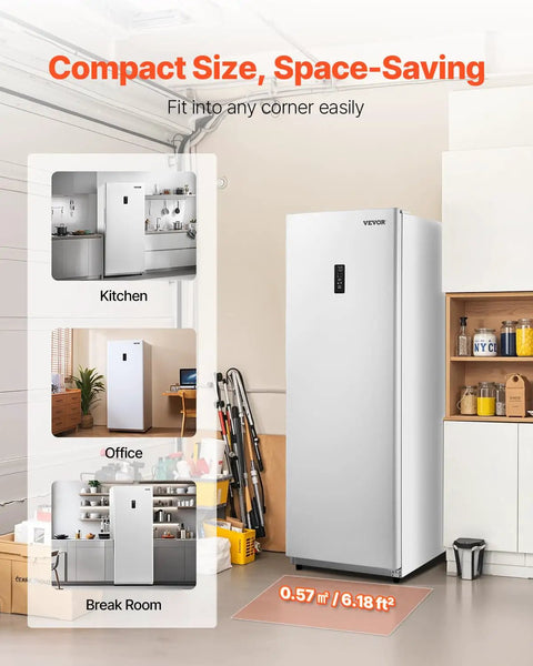 Image of 17 Cu Ft Frost Free Upright Freezer And Convertible Refrigerator With Auto Defrost in kitchen, office, and break room settings.