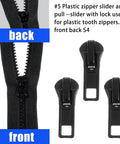 41 Piece Zipper Repair Kit Black Durable Universal Replacement Sliders For Separating Jacket Zippers with front and back views