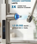 Touchless Pull-Out Kitchen Faucet with 6 Water Outlet Modes, Hands Free Motion Sensor Activated, Battery-Free Temperature Display, KF2209-PRO (Brushed Nickel) ceramic cartridge detail.
