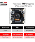 120FPS Global Shutter Mono USB Camera Module With 1280x800 800P High Speed UVC Webcam And 130 Degree Wide Angle M12 Lens front view