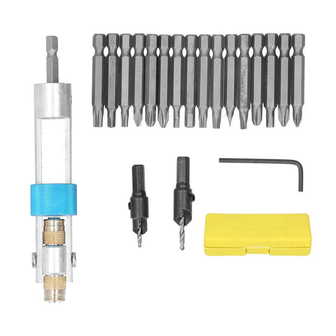 20 Piece Multi Use Fastener Tool Kit Set With Anti Rust Metal Bits In Portable Plastic Case displayed on white background
