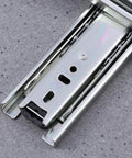 Heavy Duty Steel Ball Bearing Drawer Slides Featuring Slick Silent Telescopic Cabinet Runners with smooth stainless steel finish.