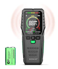 Pinless Moisture Meter Noninvasive Digital Wood Moisture Tester Water Leak Detector with black case and battery displayed