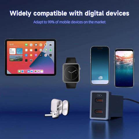 Heavy Duty Dual USB C Car Charger Built For Toyota Drivers To Keep Your Devices Juiced And Ready To Roll While Crushing Long Commutes With PD Super Fast Charging Power with various devices.