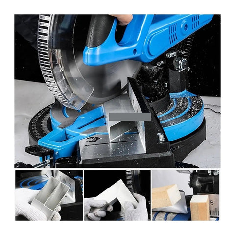 Belt Drive 2600W Miter Saw Cuts Wood And Aluminum Profiles Like Butter cutting aluminum profile with precision and power.