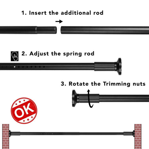 Instructions for Tension Curtain Rod For Shower And Window Adjustable From 51 To 126 Inches No Drilling No Tools Required Easy Install